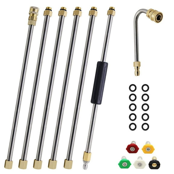 Pressure Washer, Extension Wand, Stainless Steel Upgrade Power Washer Lance, 8 FT Replacement Lance with 5 Nozzle Tips, 1/4" Quick Connect, 4000 PSI