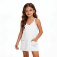 thumbnail image 2 of WQNVRNR Girls Strappy Jumpsuit- V-Neck Casual Tennis Dress Backless Sleeveless Athletic Romper White Size 6, 2 of 9