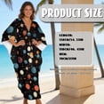 thumbnail image 7 of SEANATIVE Caftans for Women Beach Cover Up Swimsuit Coverups Swimwear Kaftan Dresses Long Caftans Plus Size Batwing Sleeve Swimsuit Coverup V Neck Summer Beach Dress, Planet Pattern Black, 7 of 7