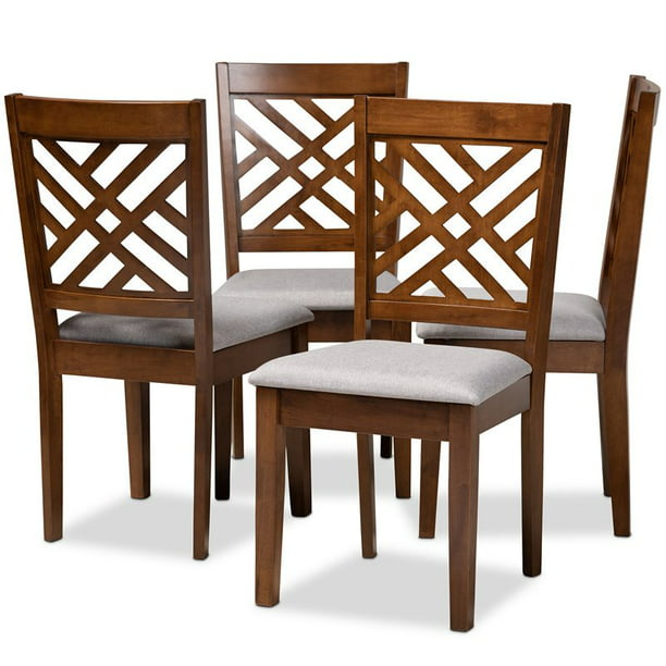 Baxton Studio Caron Walnut Finish Wood Dining Chairs in
