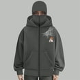thumbnail image 5 of Towmus Balaclava Halloween Hoodie Graphic Sweatshirt Zipper, Built-In Eye Mask, Double Hooded Full Zip Winter Coats with Pocket, Unisex, Dark Gray, L, 5 of 5