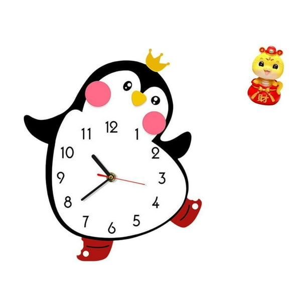 Reloj de pared,Reloj de pared silencioso y decorativo que no hace tictac,Reloj de pared silencioso de pingüino pequeño Reloj de madera,Estatua de serpiente china,Estatua de serpiente para el