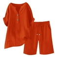 thumbnail image 4 of Conjuntos de 2 piezas para mujer: blusa de pierna ancha y pantalones elásticos, camisa informal de manga corta, ropa urbana de moda para el verano, 4 of 6