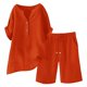 thumbnail image 4 of Conjuntos de 2 piezas para mujer: blusa de pierna ancha y pantalones elásticos, camisa informal de manga corta, ropa urbana de moda para el verano, 4 of 6