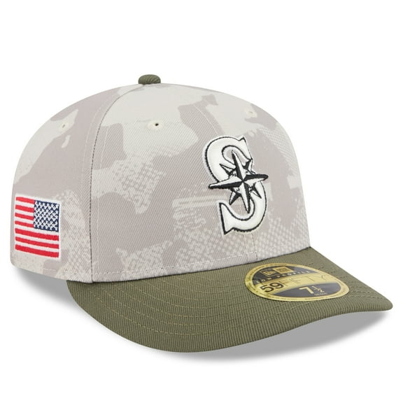 Men's New Era Light Beige/Olive Seattle Mariners 2025 Armed Forces Day Low Profile 59FIFTY Fitted Hat