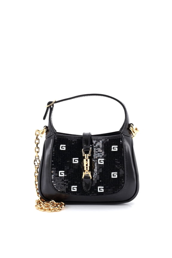 Pre-Owned Jackie 1961 Chain Hobo Sequin Embellished Satin with Leather Mini By Rebag