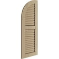 thumbnail image 3 of Ekena Millwork 15"W x 82"H (67" Low Side) Timberthane Knotty Pine Two Equal Louver w/Quarter Round Arch Top Faux Wood Shutters (Per Pair), Primed Tan, 3 of 6