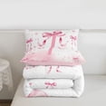thumbnail image 5 of meiyoeat Coquette Bow Monogrammed T Full Size Comforter Sets,Pink Pearl Initial Print Bedding Comforter Set For Girl,Pink Reversible,3-Piece,1 Comforter and 2 Pillowcases, 5 of 7