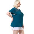 thumbnail image 4 of Plus Size Tops for Women Lace Panel Tassel Tie V Neck Blouse Tops Turquoise 3X, 4 of 7