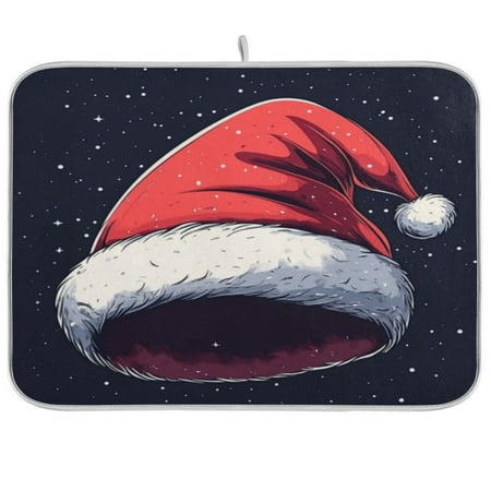 

Kitchen Drying Mat 16x18In Drying Dish Mat Dish Drying Mats Kitchen Countertop Multi-Function Drain Drying Mat Kitchen Table Christmas Style Hat