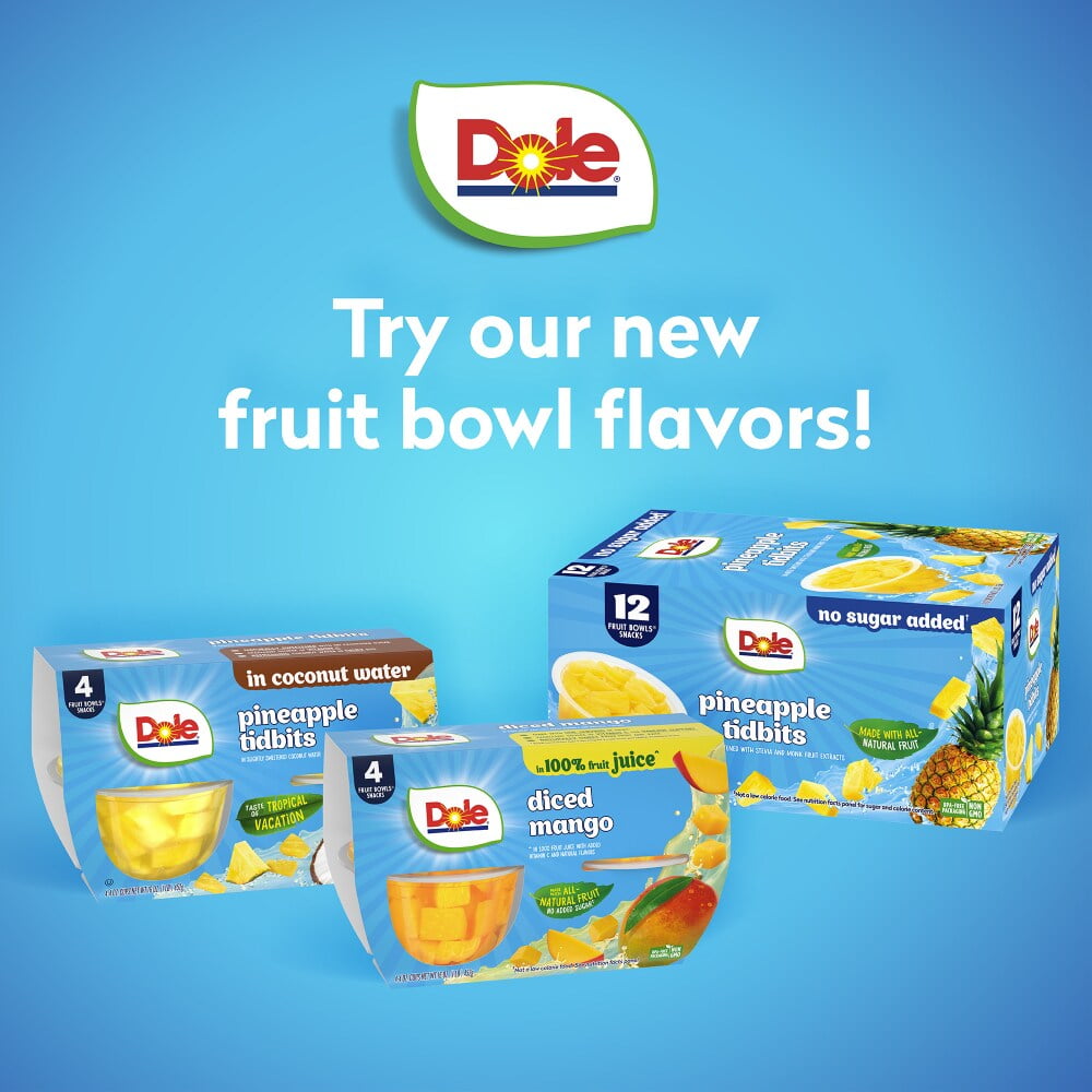 Dole Fruit Bowls Mandarin Oranges With No Sugar Added Cups 4 ct / 4 oz - 3 Pack