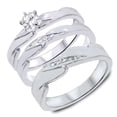 thumbnail image 3 of Pompeii 1/3ct Diamond Engagement Wedding Ring Trio Set 10K White Gold (I/J,I2-I3), 3 of 5
