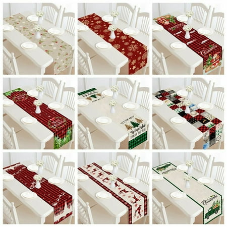 

Christmas Table Runner Cotton Linen-Winter Dinner Scarf Decor Long 72 Inch