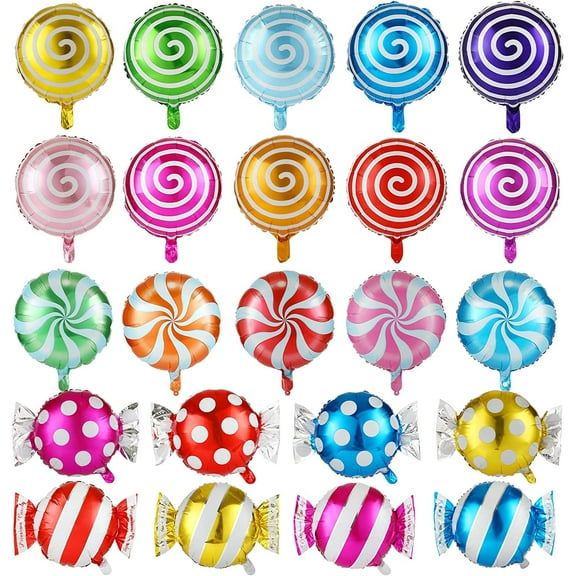 Naler 23 Pcs Sweet Candy Bar Balloons 18" Foil Mylar Lollipop Christmas Balloons for Holiday Baby Shower Birthday Party Supplies