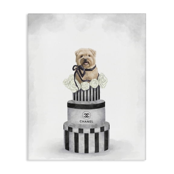 Stupell Industries Art Deco Fashion Dog Box Stack Neutral Grey Canvas Art, 16 x 20, by Ziwei Li
