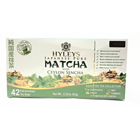 Envelope Folio - Hyleys Japanese Pure Matcha w/Ceylon Sencha Assortment 42 Foil Envelope Teabags