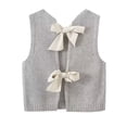 thumbnail image 5 of Women Autumn And Winter Solid Color Casual Short Knitted Sweater Vest Top Knitted Bow Vest Vest Sweater Vest plus Size Vest Dress Women Cropped Sweater Vest Christmas Vests Women 's Cardigan Sweater, 5 of 5