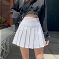 thumbnail image 5 of Clearance Girls Women High Waisted Pleated Skirt Plain Plaid A-line Mini Skirt Skater Tennis School Uniform Skirts Lining Shorts, 5 of 5