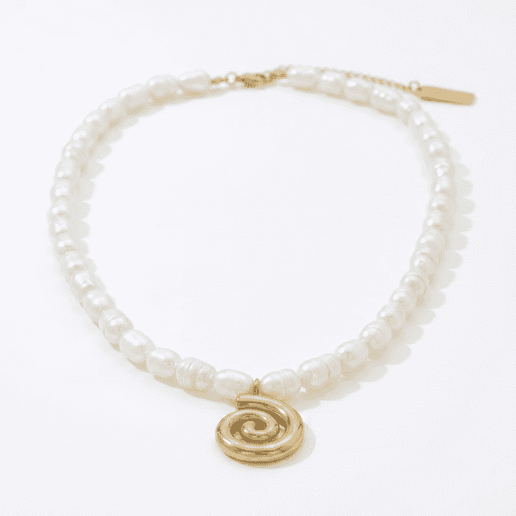 Pompeii Athena 18" Pearl 18k Yellow Gold Plated Pendant Necklace (,)