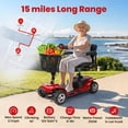 thumbnail image 4 of SACVON 4 Wheel Mobility Scooter for Seniors, 330 lbs Heavy Duty Electric Powered Scooter with 15 Miles Long Range, Swivel Seat & Removable Basket for Travel and Grocery Shopping, Red, 4 of 10
