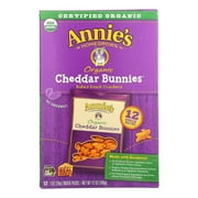 ANNIES HOMEGROWN, Organic Bunny Cracker Snack Pack, Cheddar, Pack of 4, Size 12/1 OZ - No Artificial Ingredients 95%+ Organic