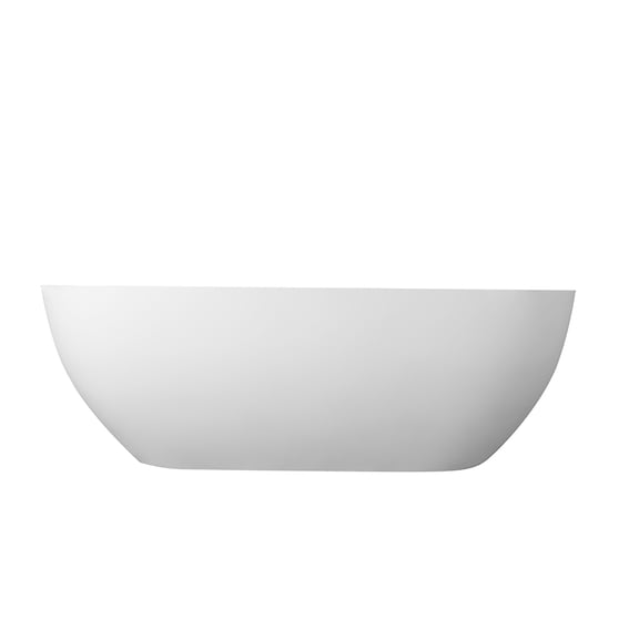 JERFIT 69 Inch Freestanding Bathtub, Deep Soak Solid Surface Tub, Matte White Stone Resin Soaking Tub for Bathroom