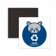 Recyclable Raccoon Waste Classification Square Ceracs Fridge Magnet Keepsake Memento