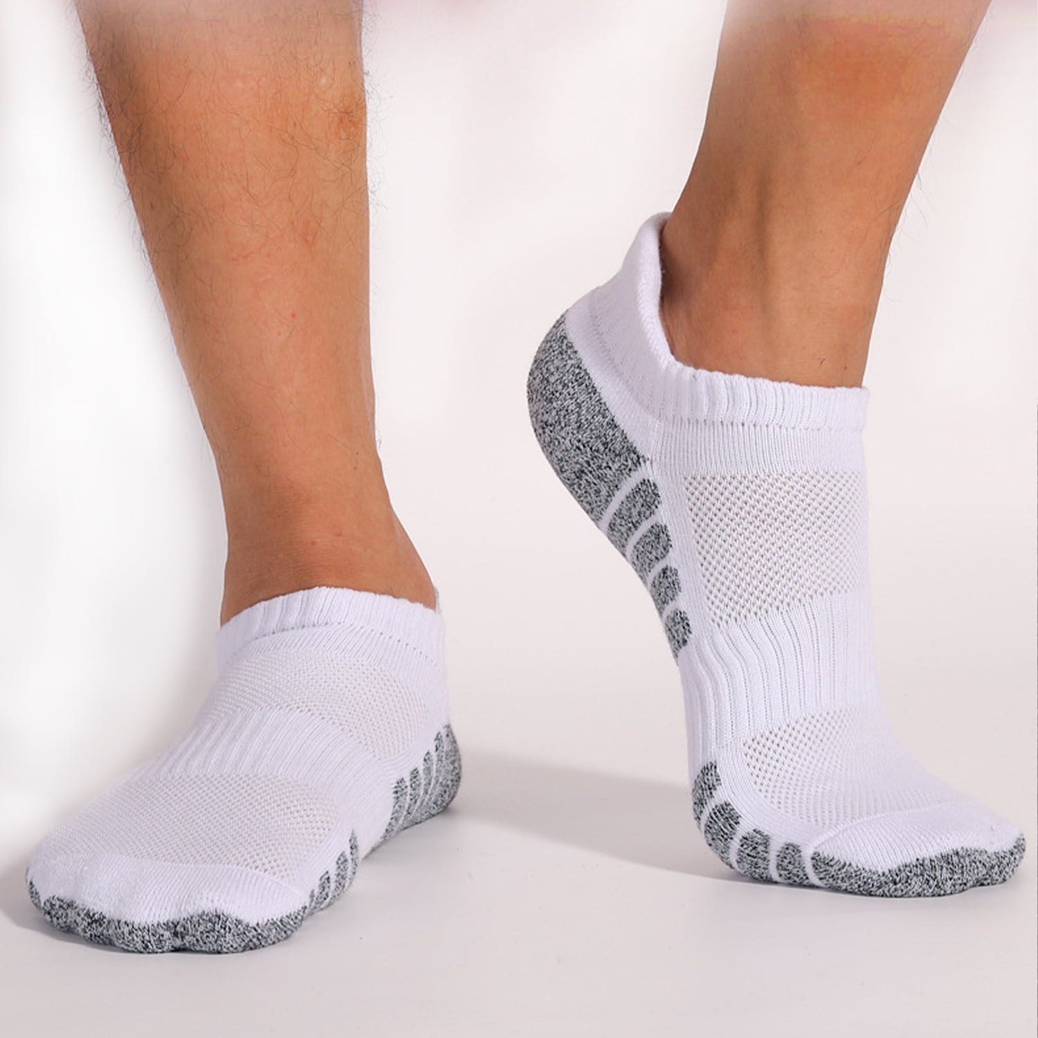 Casual Ankle Socks Low Cut Athletic Socks , Size 7.5-10 Hiking and Sports , 6 Pairs Multi-Size Options for Running, Hiking and Sports , Short socks Thick Cushion White-3 A-Gray-3