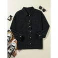thumbnail image 6 of Jean Jacket for Women Distressed Long Sleeve Oversized Denim Trucker Jackets Coat Black M, 6 of 9