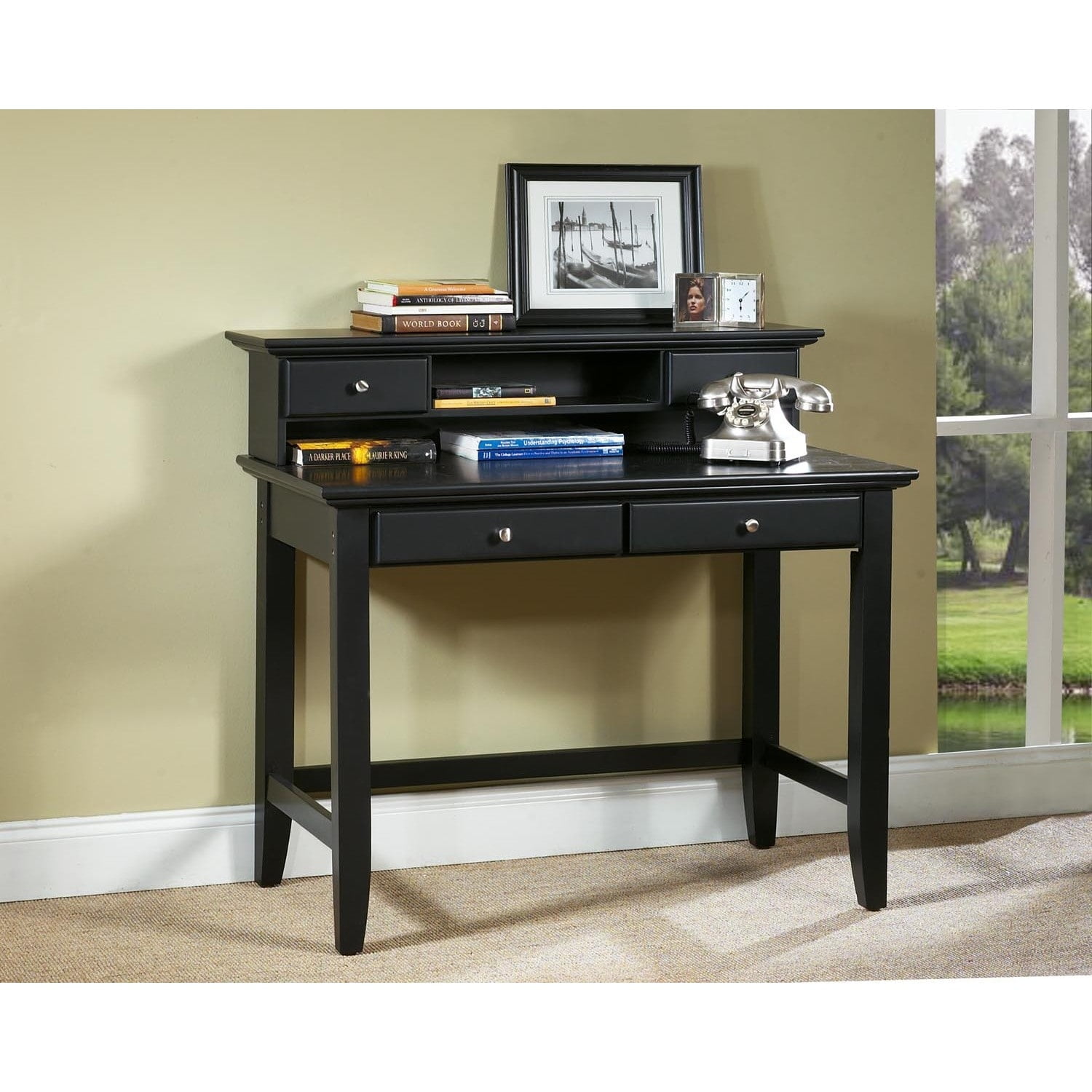 Home Styles Bedford Black Student Desk And Hutch By Com Departments