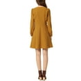 thumbnail image 3 of INSPIRE CHIC Women's Square Neck Long Sleeve Button Front Corduroy Dress with Belt M Brown, 3 of 5
