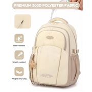 Girls School Backpack Waterproof 15.6 Inch Laptop Bookbag with Star Keychain, Lightweight School Bag with Trolley Strap and Hidden Pocket