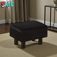 thumbnail image 3 of Tcbosik Small Upholstered Storage Ottoman, 300LB Weight Capacity Footrest with Non-Slip Pads, Minimalist Rectangle Low Stool for Bedroom, Dorm, Office, Living Room, Easy Assembly, Black, 3 of 7