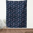 thumbnail image 3 of Ambesonne Botanical Fabric by the Yard Upholstery, Exotic Garden Leaves Art, 5 Yards, Dark Night Blue Pink, 3 of 4