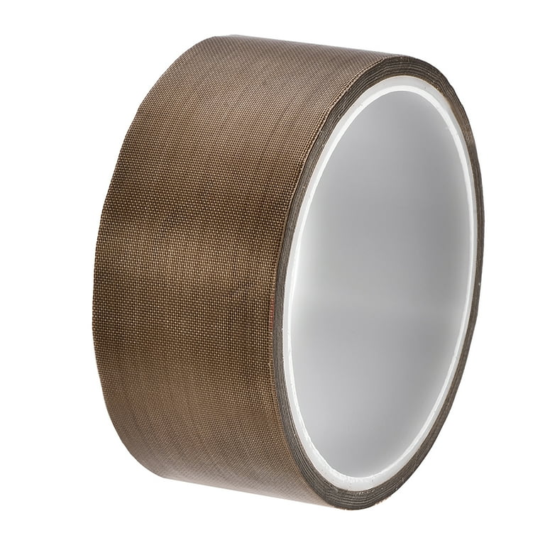 Uxcell PTFE Coated Fabric High Temperature Adhesive Tape 10m/32.8ft 40mm/1.57inch Brown, Size: 1.57inch x 32.8ft(W*Large)