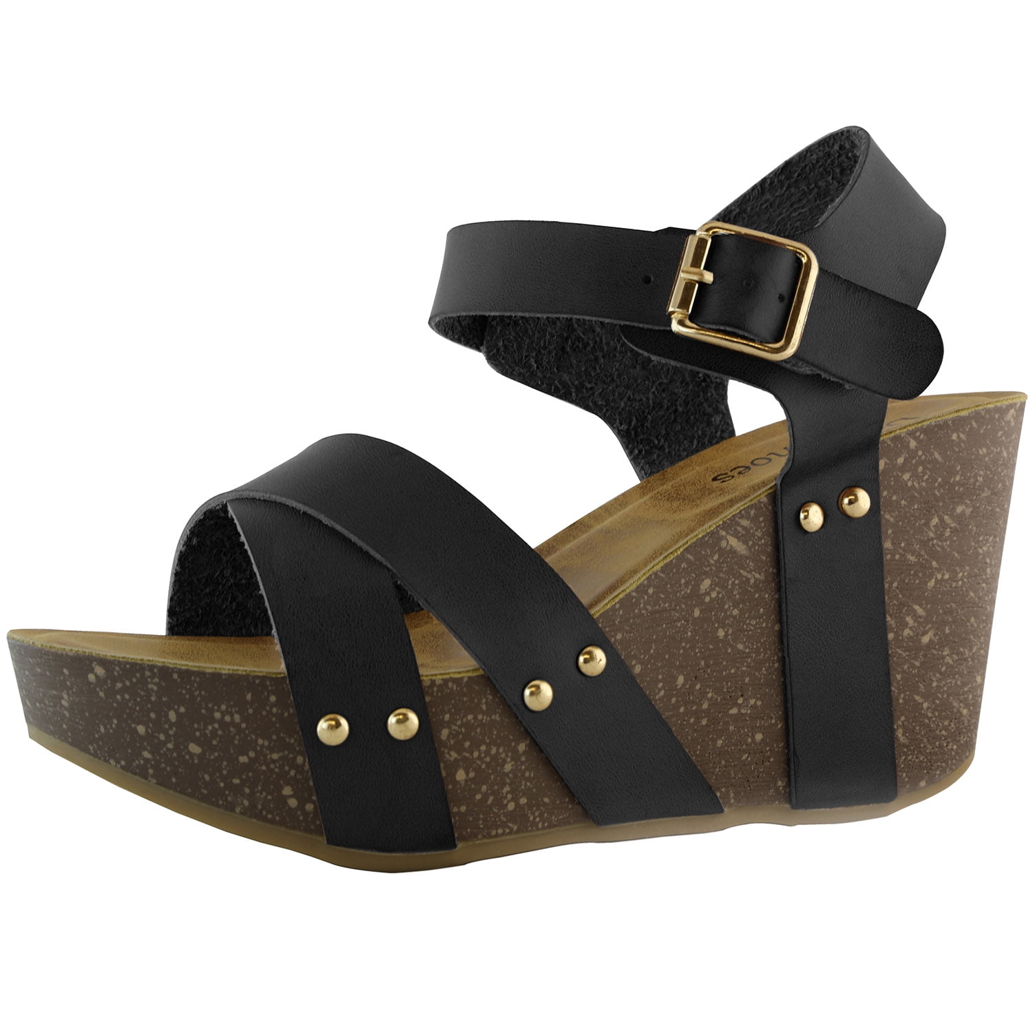 black chunky slide sandals