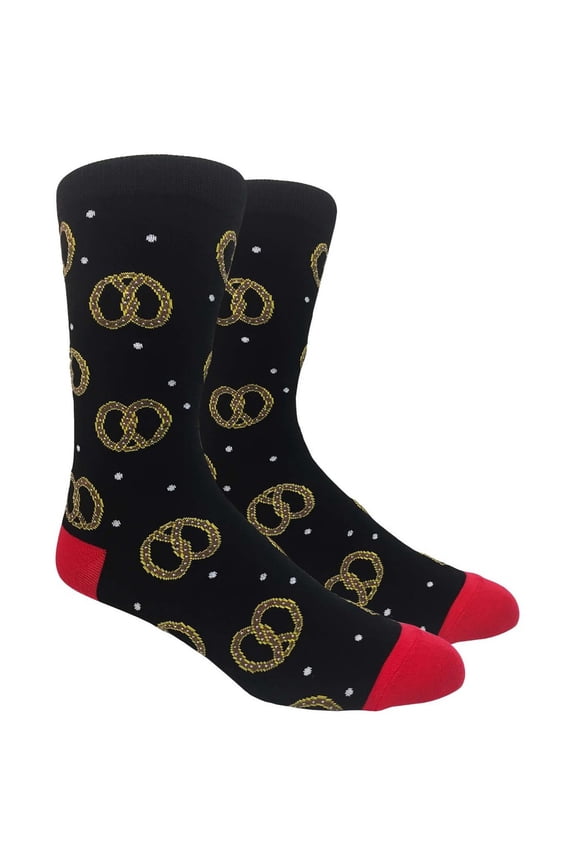 Men's Novelty Fun Socks - Pretzels - Black - 1 Pair