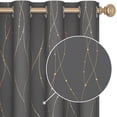 thumbnail image 1 of HTOOQ Curtains for Living Room 84 Inch Long - Grey and Gold Curtains with Pattern, Window Curtains and Drapes for Bedroom (52W x 84L Inch, Grey, 2 Panels), 1 of 8