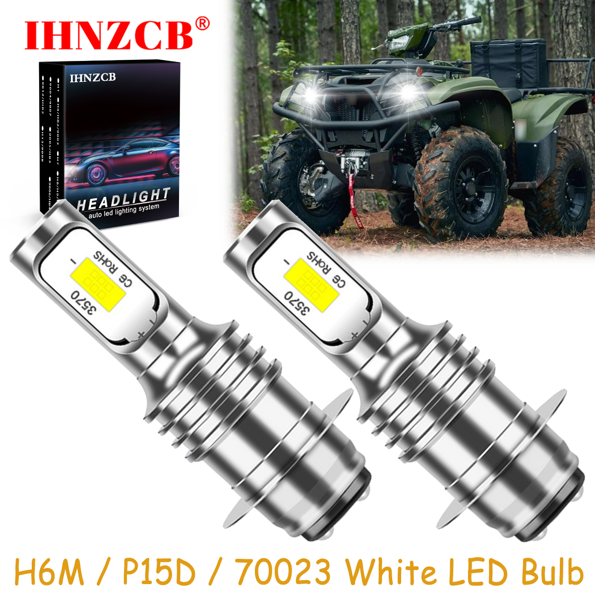IHNZCB for Yamaha Atv 2022 Kodiak 700 Eps Se Yfm70kpsnb Bgfk Super Bright Led Headlights Bulb