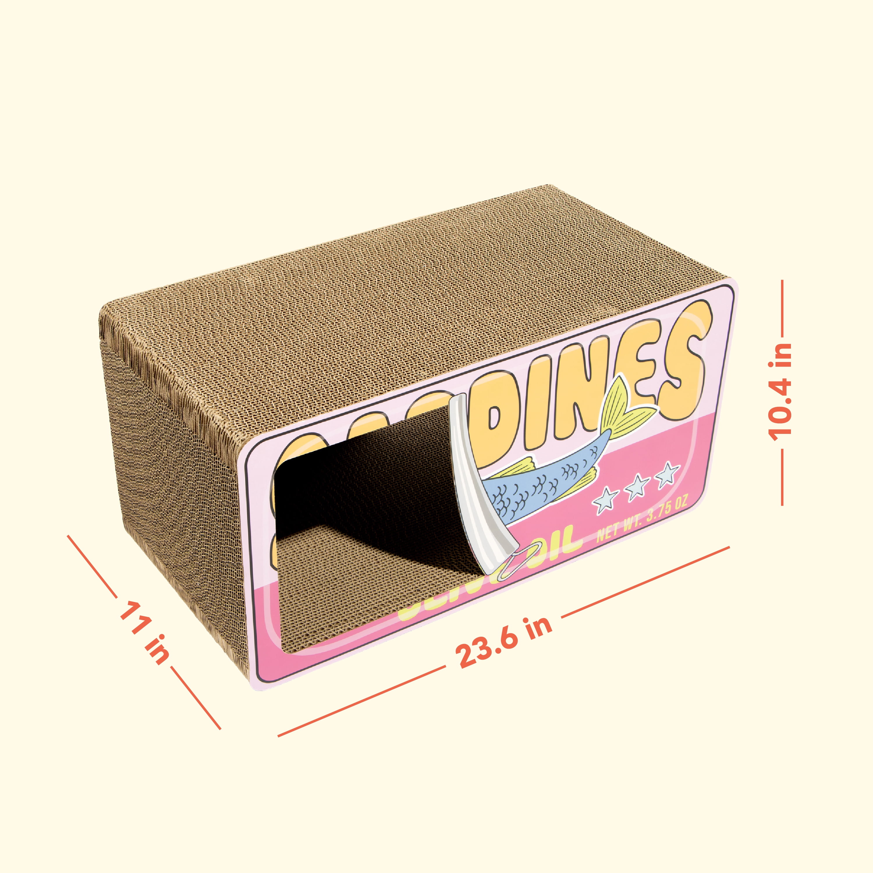 Oodles Multicolored Sardine Can Durable Corrugated Cardboard Cat