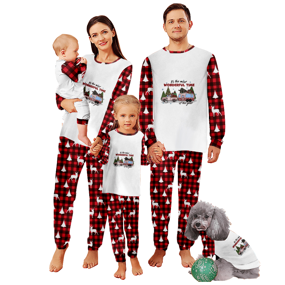 LUXI Reindeer Cute Christmas Pajamas 100 Cotton Nightwear Sets Family Matching Flannel Pajamas