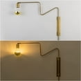 thumbnail image 3 of Brass Plug in Wall Sconce Set of 2, Modern Swing Arms Plug-in Bedroom Living Room Wall Lamp Industrial Adjustable Wall Sconces Lighting, 3 of 4