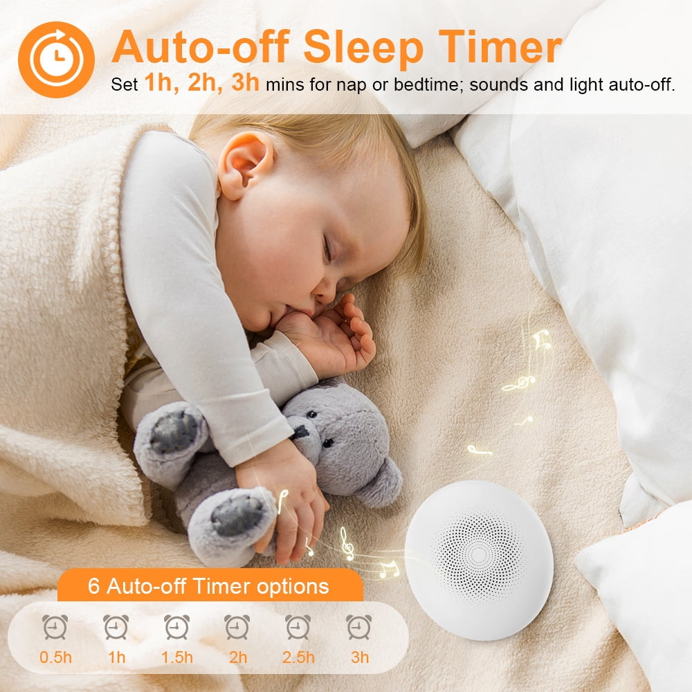 Calming Baby Sleep Machine & Portable White Noise Sound Machine for Adults - 26 Soothing Sounds with Night Light, Timer, 30H Battery, Travel-Friendly