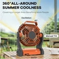 thumbnail image 3 of HaoXun 20000mAh Rechargeable Camping Fan with LED Light - Portable 2-in-1 Outdoor Fan with 3 Speed Settings and 200° Rotation for Camping, Hiking, Fishing, Picnic, Tent Use, 3 of 8