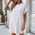 thumbnail image 6 of Levmjia Women's Casual Short Sleeve Dress Crew Neck A Line Swing Dress with Pockets Solid Color Loose Fit Summer Beach Sundress, 6 of 9