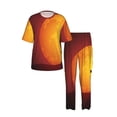 thumbnail image 3 of Men's 2 Piece Loungewear Pajama Set Short Sleeve Tee Top and Pants Set, Werewolf Howling Red Full Moon, 3 of 6