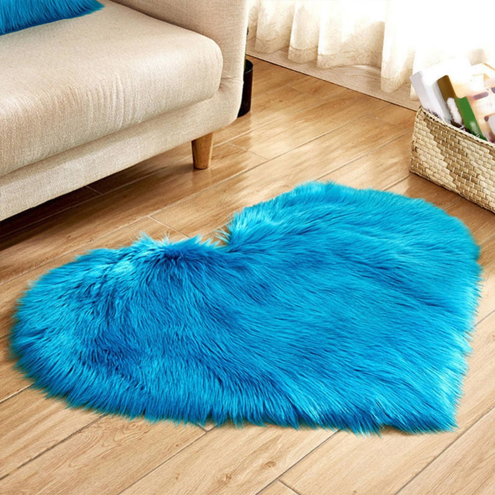 Fluffy Faux Area Rug Heart Shaped Rug Fluffy Room Carpet for Home