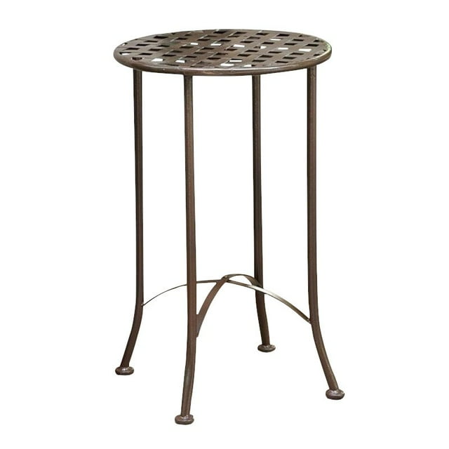 International Caravan Mandalay Iron Patio Side Table in Matte Brown