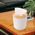 thumbnail image 2 of IFANLANDOR Bamboo Wood Tissue Box Cover for Home Office Storage White Compact Design 5.5 x 5.5 x 5.5 Inches, 2 of 8