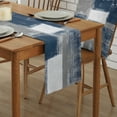 thumbnail image 2 of Table Runner Dresser Scarves 108 Inch Long, Blue Gray White Color Blocks Linen Dining Table Runners Modern Abstract Oil Painting Texture Tabletop Scarf for Wedding Holiday Party Kitchen, 2 of 7